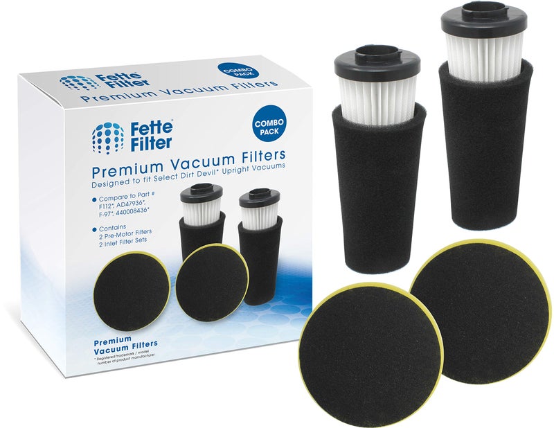 Fette Filter - Pre Motor Odor Trapping Filter & Inlet Filter Set Compatible with Dirt Devil Endura Power Max Pet & Pro Power XL Pet Model Number UD70167 UD70185 Part # F112, AD47936, F-97 440008436 - Image 1